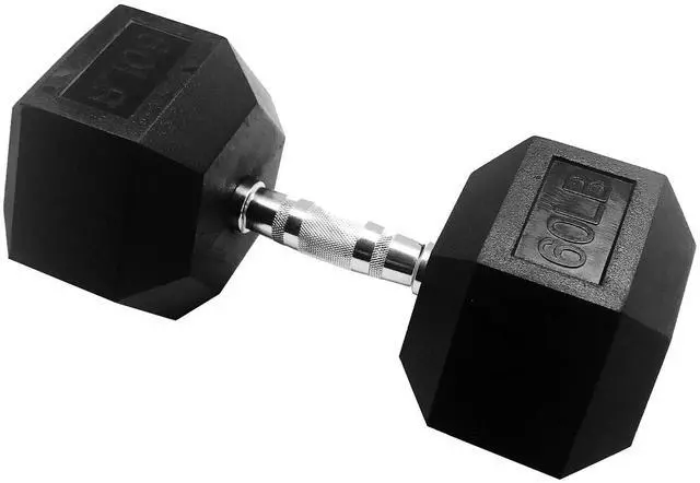 Main image of Signature Fitness Rubber Coated Hex Dumbbells Hand Weights for Exercises and Fitness Home Gym, 5-50 lbs, Pairs