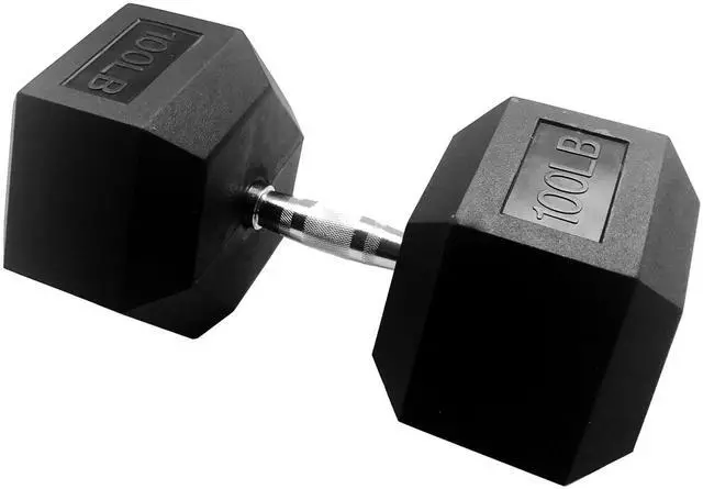 Main image of Signature Fitness Rubber Coated Hex Dumbbells Hand Weights for Exercises and Fitness Home Gym, 5-50 lbs, Pairs