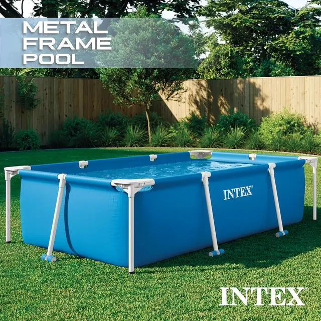 Alt view image 2 of 7 - INTEX Rectangular Frame 7 ft 2 in x 4 ft 11 in x 23 in Above Ground Pool, Swimming Pool with Steel Frame, Pump Not Included | 28270EH - Pool Only (Pump Not Included)