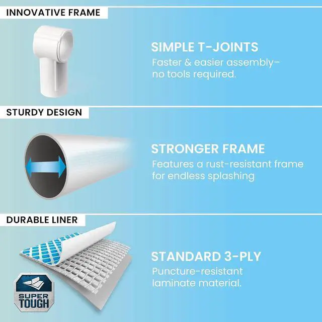 Alt view image 4 of 7 - INTEX Rectangular Frame 7 ft 2 in x 4 ft 11 in x 23 in Above Ground Pool, Swimming Pool with Steel Frame, Pump Not Included | 28270EH - Pool Only (Pump Not Included)