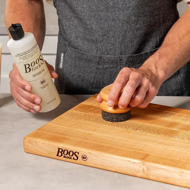 Alt view image 7 of 7 - John Boos All-Natural Mystery Oil, Revitalizing Wood Conditioner, 16 oz - Food-Grade Mineral Oil for Butcher Blocks, Cutting Boards, Countertops and Wooden Culinary Utensils
