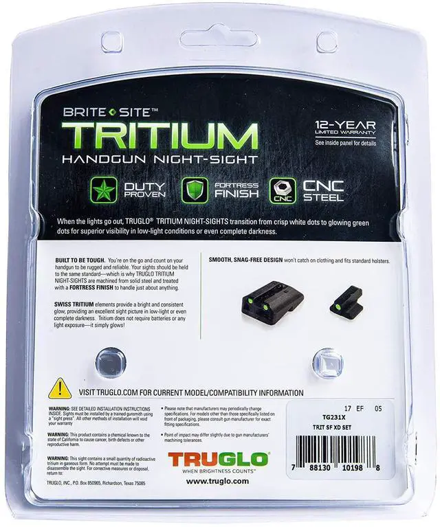 Alt view image 5 of 5 - TruGlo Glow in the Dark Pistol Sight, Springfield | Springfield, These sights do not need batteries and does not need