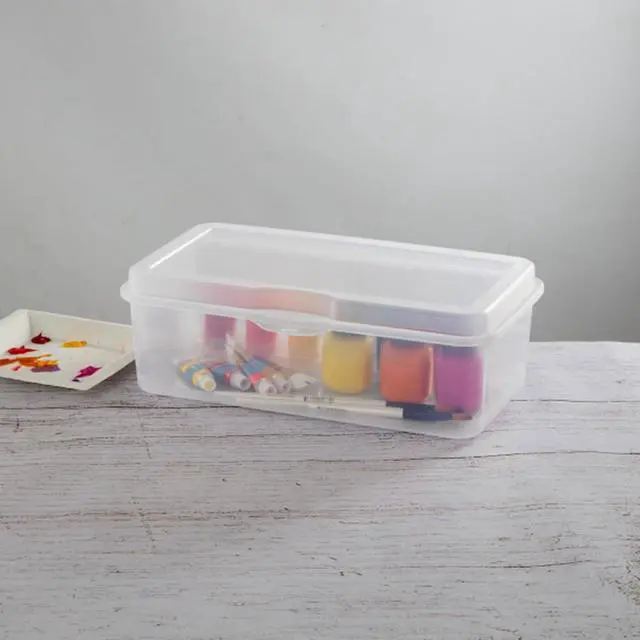 Alt view image 4 of 7 - Sterilite 6-Pack Rectangular Large FlipTop, Clear Plastic Storage Box with Hinged Lid - Stackable Multipurpose Organizer for Art and Craft Supplies, Accessories, Photos & CDs, Home or Office Use