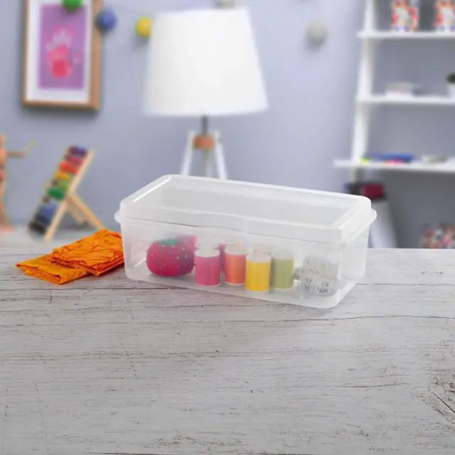 Alt view image 6 of 7 - Sterilite 6-Pack Rectangular Large FlipTop, Clear Plastic Storage Box with Hinged Lid - Stackable Multipurpose Organizer for Art and Craft Supplies, Accessories, Photos & CDs, Home or Office Use
