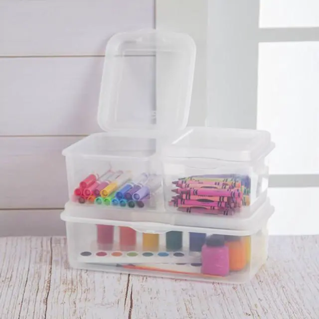 Alt view image 7 of 7 - Sterilite 6-Pack Rectangular Large FlipTop, Clear Plastic Storage Box with Hinged Lid - Stackable Multipurpose Organizer for Art and Craft Supplies, Accessories, Photos & CDs, Home or Office Use