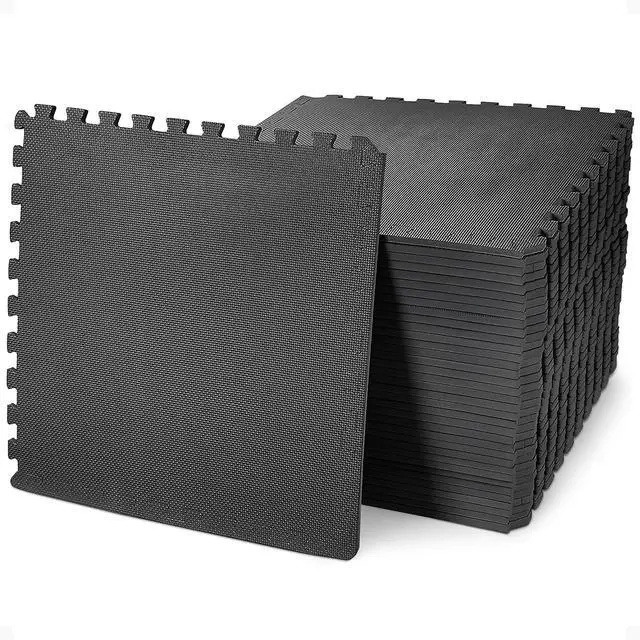 Main image of BalanceFrom Puzzle Exercise Mat 1/2-inch Thick, EVA Interlocking Foam Floor | Tiles for Home Gym, Studio, or Playroom Flooring, Black, 24 in x 24 in x 1/2 in, 144 Sq Ft - 36 Tiles