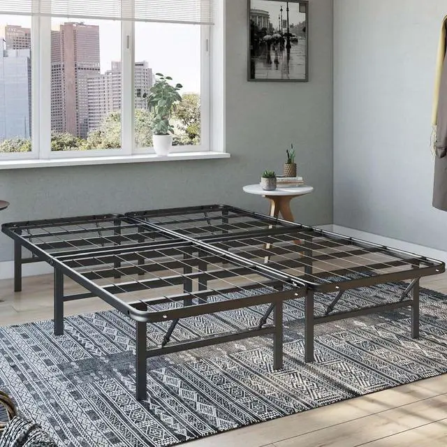 Alt view image 2 of 7 - Hercules Folding Metal Bed Frame, 14" Platform Mattress Foundation, No Box Spring Needed, Queen