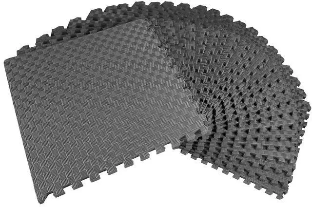 Alt view image 4 of 7 - BalanceFrom Puzzle Exercise Mat 1 Thick, EVA Interlocking Foam Floor Tiles | Home Gym, Mat for Home Workout Equipment, Floor Padding for Kids, Gray, 24 in x 24 in x 1 in, 72 Sq Ft - 18 Tiles