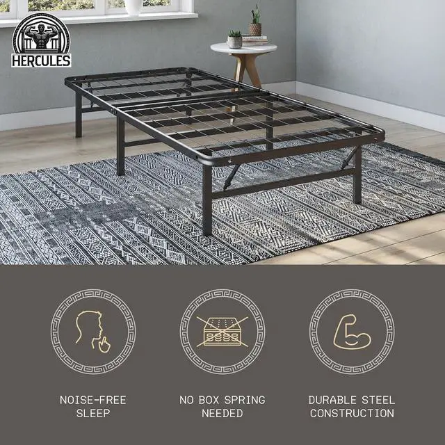 Alt view image 4 of 7 - Hercules Folding Metal Bed Frame, 14 Inch Platform Mattress Foundation, Twin