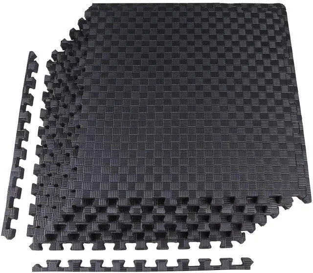 Main image of BalanceFrom Puzzle Exercise Mat 1" Thick, EVA Interlocking Foam Floor | Tiles for Home Gym, Mat for Home Workout Equipment, Floor Padding for Kids, Black, 24 in x 24 in x 1 in, 24 Sq Ft - 6 Tiles