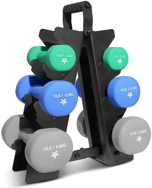 Main image of Yes4All Neoprene Coated Dumbbell Hand Weight Sets of 2 - Multiple Weight Options with 15 Colors, Anti-roll, Anti-Slip, Hexagon Shape