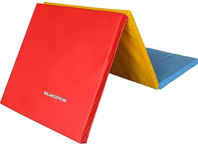 Main image of BalanceFrom 6x2 Feet 3-Panel Folding Gymnastics Mat 2-Inch Thick Pad with Vinyl Surface and Carrying Handles for Tumbling, Yoga, Pilates, Home Workouts, and Martial Arts