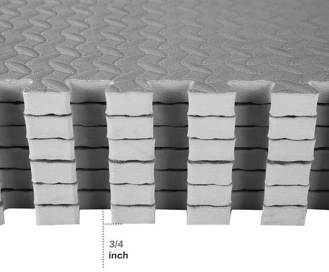 Alt view image 5 of 5 - BalanceFrom Puzzle Exercise Mat 3/4" Thick, EVA Interlocking Foam Floor | Tiles for Home Gym, Mat for Home Workout Equipment, Floor Padding for Kids, Gray, 24 in x 24 in x 3/4 in, 24 Sq Ft - 6 Tiles
