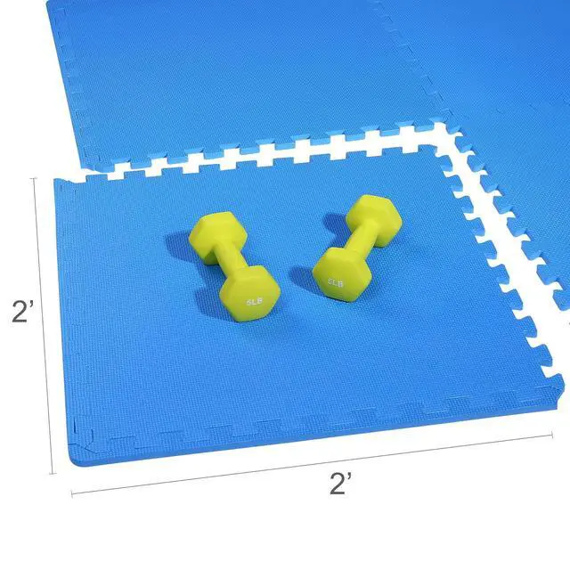 Alt view image 3 of 6 - BalanceFrom Puzzle Exercise Mat 1/2" Thick, EVA Interlocking Foam Floor | Tiles for Home Gym, Mat for Home Workout Equipment, Floor Padding for Kids, Blue, 24 in x 24 in x 1/2 in, 144 Sq Ft-36 Tiles