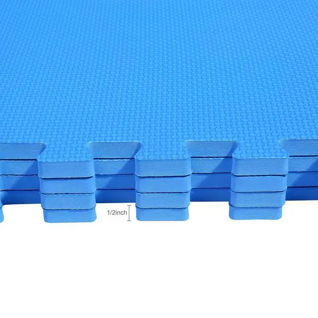 Alt view image 5 of 6 - BalanceFrom Puzzle Exercise Mat 1/2" Thick, EVA Interlocking Foam Floor | Tiles for Home Gym, Mat for Home Workout Equipment, Floor Padding for Kids, Blue, 24 in x 24 in x 1/2 in, 144 Sq Ft-36 Tiles