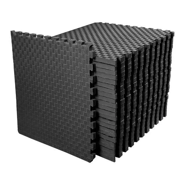 Alt view image 3 of 7 - BalanceFrom Puzzle Exercise Mat 1-inch Thick, EVA Interlocking Foam Floor | Tiles for Home Gym, Mat for Home Workout Equipment, Floor Padding for Kids, Black, 24 in x 24 in x 1 in, 72 Sq Ft - 18 Tiles