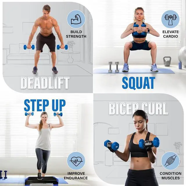 Alt view image 3 of 6 - Yes4All Vinyl Hexagon Dumbbell - Dumbbells Set of 2 Hand Weights for Home Gym & Strength Training (2-15 lbs Weight Options)