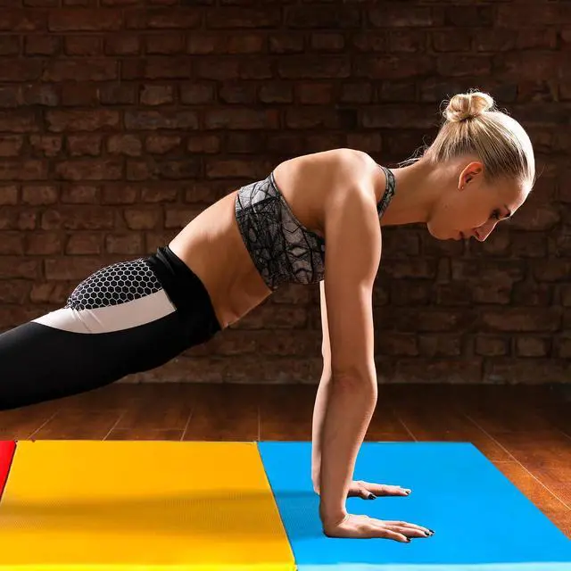 Alt view image 4 of 7 - BalanceFrom 6x2 Feet 3-Panel Folding Gymnastics Mat 2-Inch Thick Pad with Vinyl Surface and Carrying Handles for Tumbling, Yoga, Pilates, Home Workouts, and Martial Arts