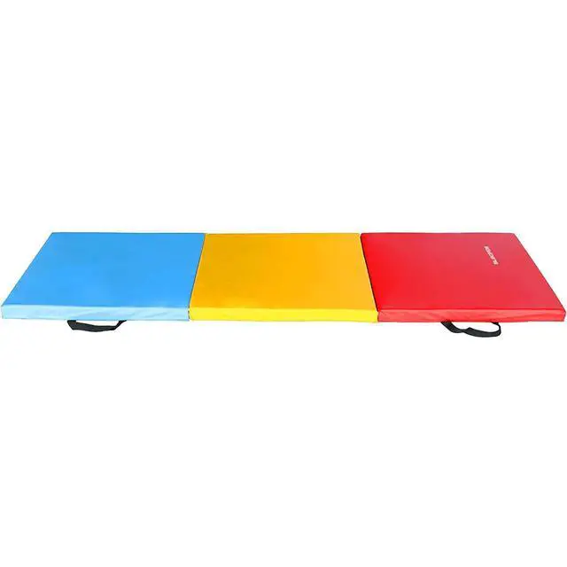 Alt view image 7 of 7 - BalanceFrom 6x2 Feet 3-Panel Folding Gymnastics Mat 2-Inch Thick Pad with Vinyl Surface and Carrying Handles for Tumbling, Yoga, Pilates, Home Workouts, and Martial Arts
