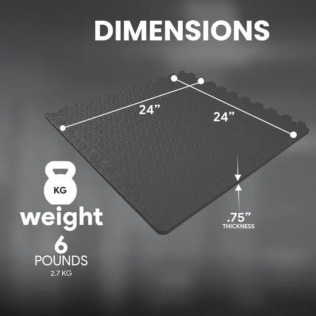 Alt view image 3 of 7 - BalanceFrom 6 Piece Foam Floor Mat Puzzle Tiles, 3/4 Thick, 24 Sq Ft | 7.5-10 Ft Adjustable Height - Indoor and Outdoor Hoops Game Equipment for Backyard, Driveway, and Garage
