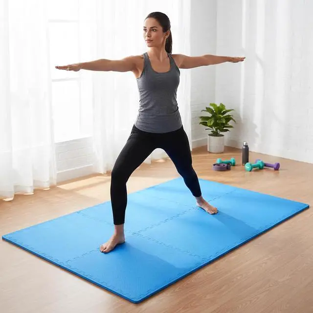 Alt view image 5 of 7 - BalanceFrom Puzzle Exercise Mat 1/2" Thick, EVA Interlocking Foam Floor | Tiles for Home Gym, Mat for Home Workout Equipment, Floor Padding for Kids, Blue, 24 in x 24 in x 1/2 in, 24 Sq Ft - 6 Tiles