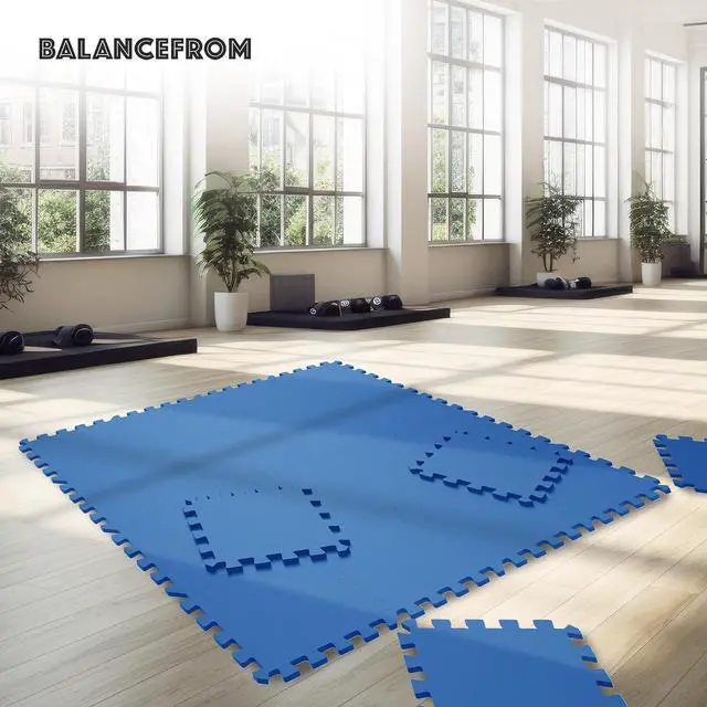 Alt view image 6 of 7 - BalanceFrom Puzzle Exercise Mat 3/4" Thick, EVA Interlocking Foam Floor | Tiles for Home Gym, Mat for Home Workout Equipment, Floor Padding for Kids, Blue, 24 in x 24 in x 3/4 in, 24 Sq Ft - 6 Tiles