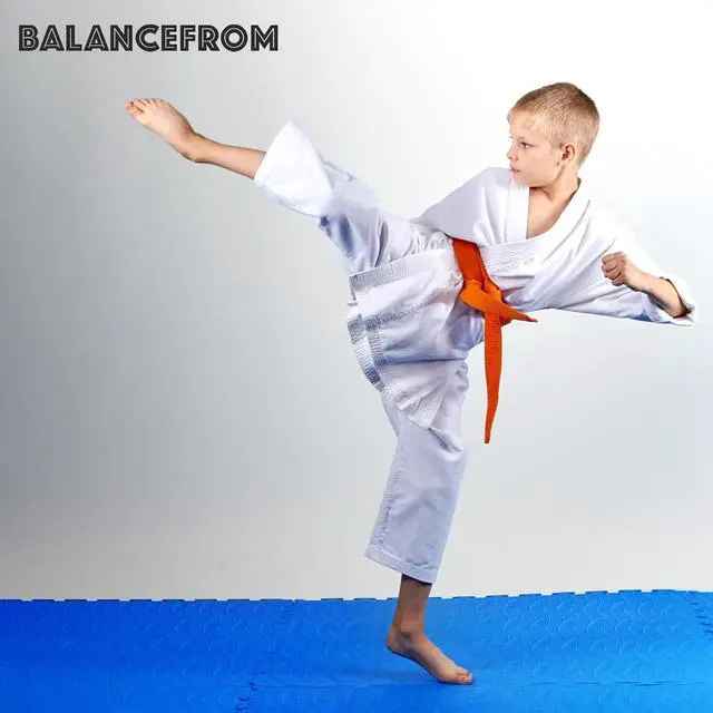 Alt view image 5 of 7 - BalanceFrom Puzzle Exercise Mat 3/4" Thick, EVA Interlocking Foam Floor | Tiles for Home Gym, Mat for Home Workout Equipment, Floor Padding for Kids, Blue, 24 in x 24 in x 3/4 in, 96 Sq Ft - 24 Tiles