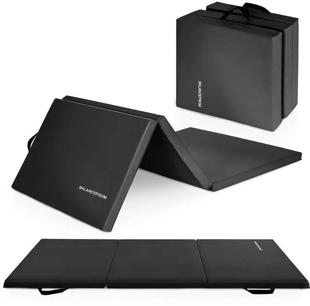 Main image of BalanceFrom 6x2 Feet 3-Panel Folding Gymnastics Mat 2-Inch Thick Pad with Vinyl Surface and Carrying Handles for Tumbling, Yoga, Pilates, Home Workouts, and Martial Arts