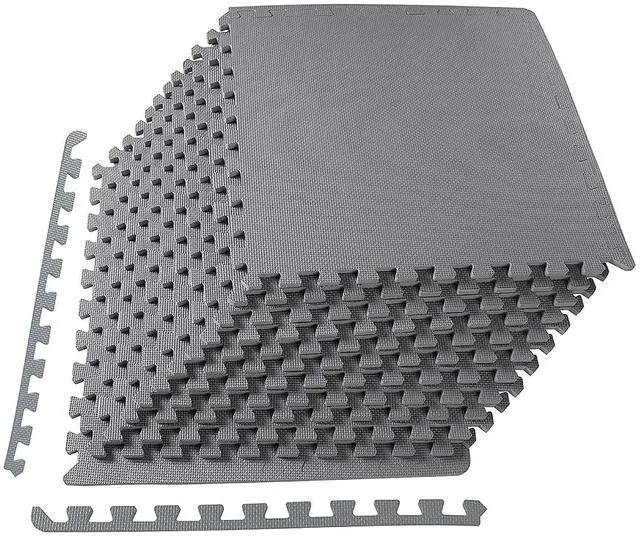 Main image of BalanceFrom Puzzle Exercise Mat 1/2-inch Thick, EVA Interlocking Foam Floor | Tiles for Home Gym, Studio, or Playroom Flooring, Gray, 24 in x 24 in x 1/2 in, 48 Sq Ft - 12 Tiles