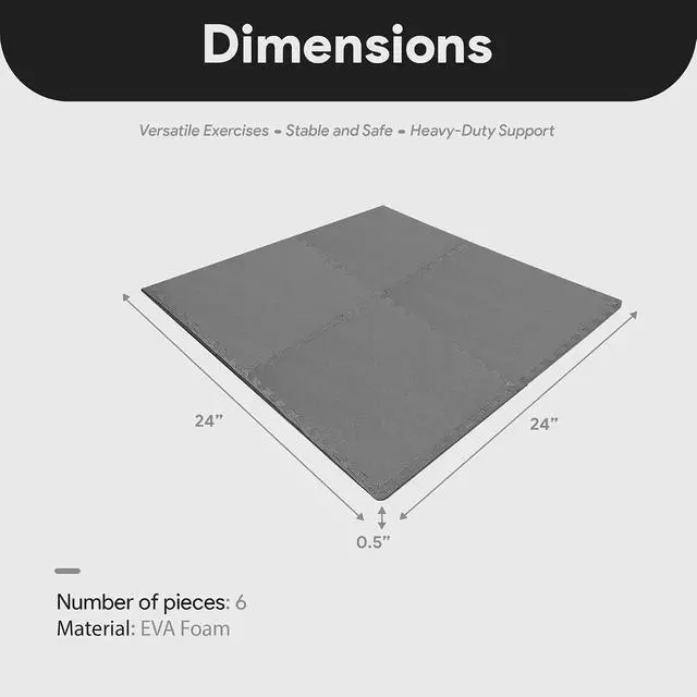 Alt view image 4 of 7 - BalanceFrom Puzzle Exercise Mat 1/2-inch Thick, EVA Interlocking Foam Floor | Tiles for Home Gym, Studio, or Playroom Flooring, Gray, 24 in x 24 in x 1/2 in, 48 Sq Ft - 12 Tiles