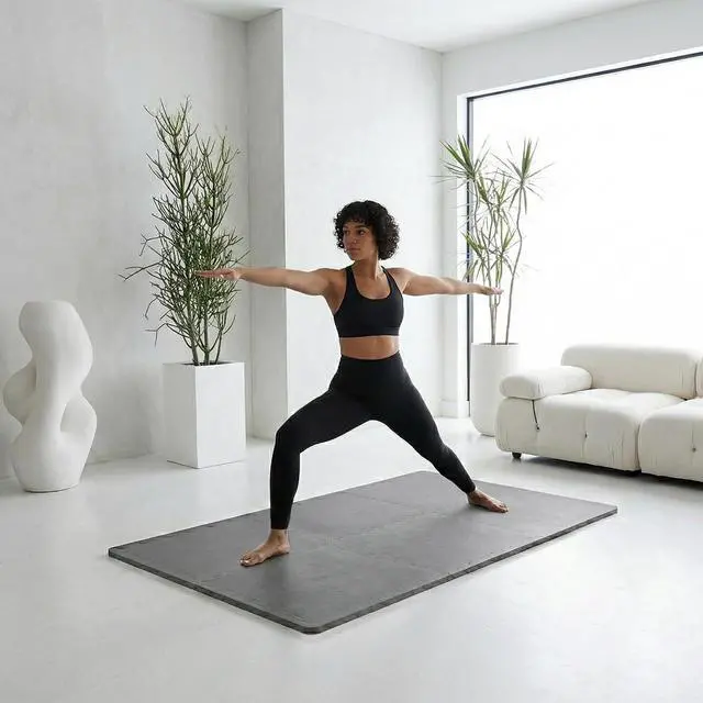 Alt view image 5 of 7 - BalanceFrom Puzzle Exercise Mat 1/2-inch Thick, EVA Interlocking Foam Floor | Tiles for Home Gym, Studio, or Playroom Flooring, Gray, 24 in x 24 in x 1/2 in, 48 Sq Ft - 12 Tiles