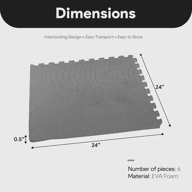 Alt view image 4 of 7 - BalanceFrom Puzzle Exercise Mat 1/2" Thick, EVA Interlocking Foam Floor | Tiles for Home Gym, Mat for Home Workout Equipment, Floor Padding for Kids, Gray, 24 in x 24 in x 1/2 in, 24 Sq Ft - 6 Tiles
