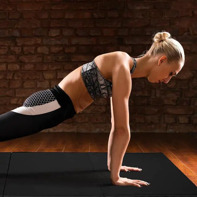 Alt view image 4 of 7 - BalanceFrom 6x2 Feet 3-Panel Folding Gymnastics Mat 2-Inch Thick Pad with Vinyl Surface and Carrying Handles for Tumbling, Yoga, Pilates, Home Workouts, and Martial Arts