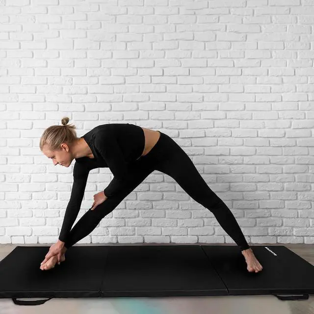 Alt view image 5 of 7 - BalanceFrom 6x2 Feet 3-Panel Folding Gymnastics Mat 2-Inch Thick Pad with Vinyl Surface and Carrying Handles for Tumbling, Yoga, Pilates, Home Workouts, and Martial Arts