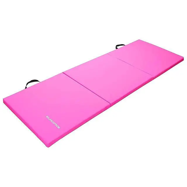 Alt view image 6 of 7 - BalanceFrom 6x2 Feet 3-Panel Folding Gymnastics Mat 1.5-Inch Thick Pad with Vinyl Surface and Carrying Handles for Tumbling, Yoga, Pilates, Home Workouts, and Martial Arts