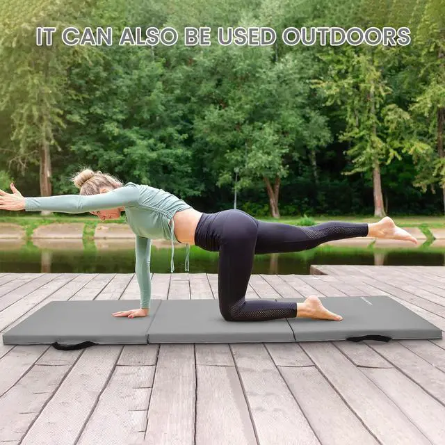 Alt view image 2 of 7 - BalanceFrom 6x2 Feet 3-Panel Folding Gymnastics Mat 1.5-Inch Thick Pad with Vinyl Surface and Carrying Handles for Tumbling, Yoga, Pilates, Home Workouts, and Martial Arts