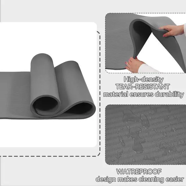 Alt view image 3 of 7 - Fitvids Yoga Mat, 1/2-Inch Extra Thick High Density Exercise Mat, Anti-Tear Exercise Yoga Mat with Carrying Strap, Suitable for Various Yoga Exercises