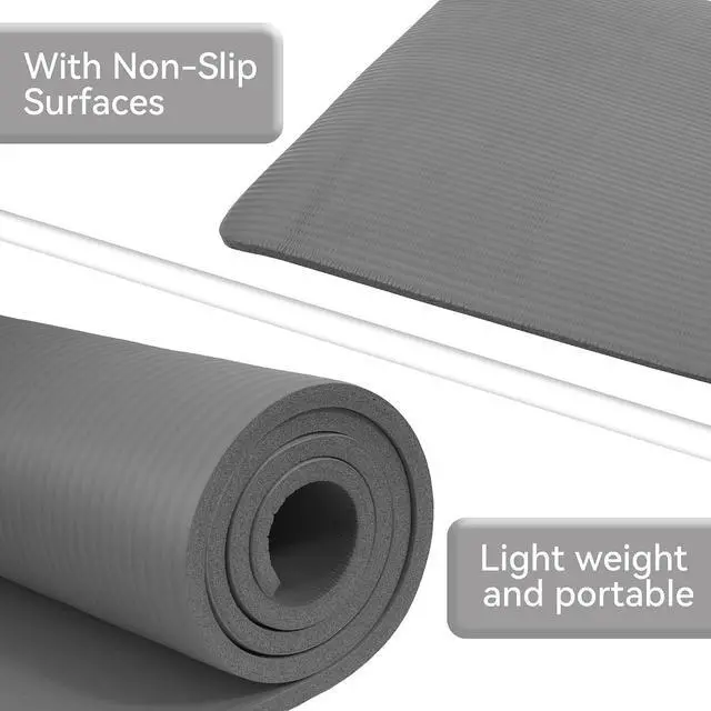 Alt view image 4 of 7 - Fitvids Yoga Mat, 1/2-Inch Extra Thick High Density Exercise Mat, Anti-Tear Exercise Yoga Mat with Carrying Strap, Suitable for Various Yoga Exercises