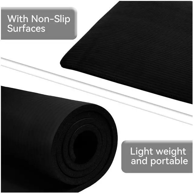 Alt view image 3 of 7 - Fitvids Yoga Mat, 1/2-Inch Extra Thick High Density Exercise Mat, Anti-Tear Exercise Yoga Mat with Carrying Strap, Suitable for Various Yoga Exercises