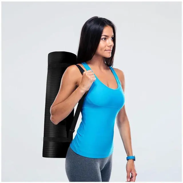 Alt view image 5 of 7 - Fitvids Yoga Mat, 1/2-Inch Extra Thick High Density Exercise Mat, Anti-Tear Exercise Yoga Mat with Carrying Strap, Suitable for Various Yoga Exercises
