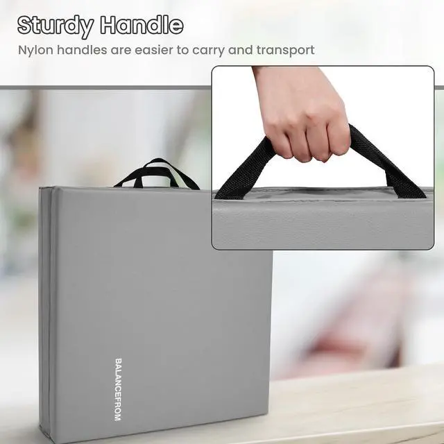 Alt view image 4 of 7 - BalanceFrom 6x2 Feet 3-Panel Folding Gymnastics Mat 1.5-Inch Thick Pad with Vinyl Surface and Carrying Handles for Tumbling, Yoga, Pilates, Home Workouts, and Martial Arts