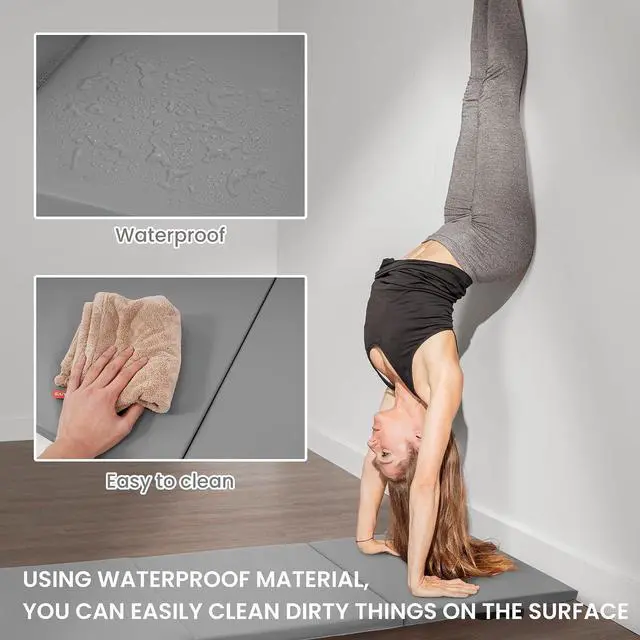 Alt view image 6 of 7 - BalanceFrom 6x2 Feet 3-Panel Folding Gymnastics Mat 1.5-Inch Thick Pad with Vinyl Surface and Carrying Handles for Tumbling, Yoga, Pilates, Home Workouts, and Martial Arts