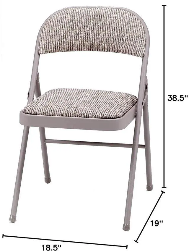 Alt view image 3 of 7 - Sudden Comfort Steel Frame Folding Dining & Event Chairs, Beige, 4 Pack | Folding Chair Set with Chicory Lace Motif Upholstery, Cushioned Seat & Padded Back for Kitchen or Parties