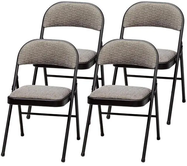Main image of Sudden Comfort Deluxe Portable Padded Foldable Chairs, Lightweight and Cushioned Metal Fabric Folding Chair, Black - Compact and Collapsible Furniture for Indoor and Outdoor Use (Set of 4)