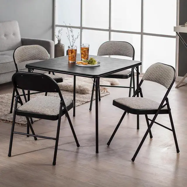 Alt view image 2 of 7 - Sudden Comfort Deluxe Portable Padded Foldable Chairs, Lightweight and Cushioned Metal Fabric Folding Chair, Black - Compact and Collapsible Furniture for Indoor and Outdoor Use (Set of 4)