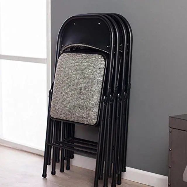Alt view image 6 of 7 - Sudden Comfort Deluxe Portable Padded Foldable Chairs, Lightweight and Cushioned Metal Fabric Folding Chair, Black - Compact and Collapsible Furniture for Indoor and Outdoor Use (Set of 4)