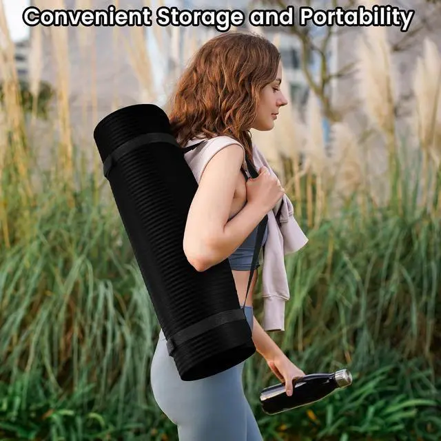 Alt view image 7 of 7 - Fitvids Yoga Mat, 1/2-Inch Extra Thick High Density Exercise Mat, Anti-Tear Exercise Yoga Mat with Carrying Strap, Suitable for Various Yoga Exercises