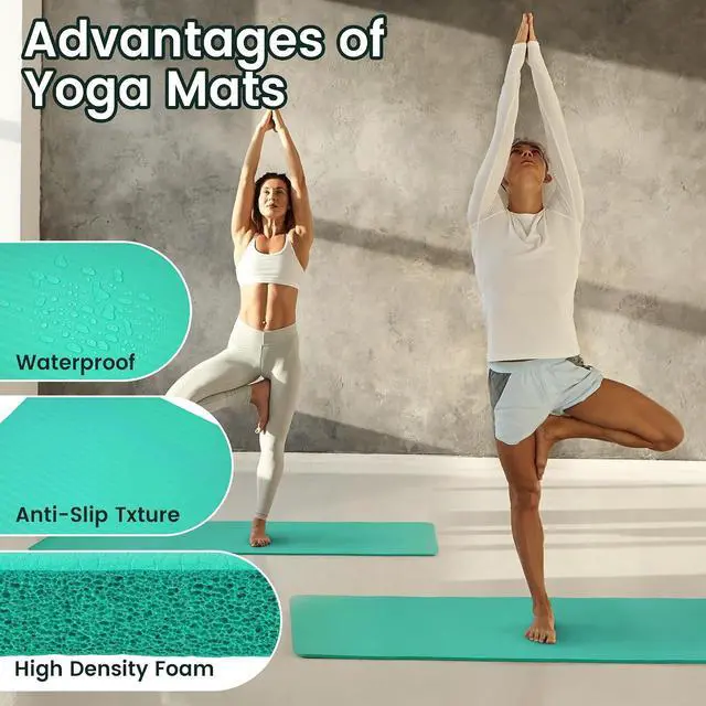 Alt view image 5 of 7 - Fitvids Yoga Mat, 1/2-Inch Extra Thick High Density Exercise Mat, Anti-Tear Exercise Yoga Mat with Carrying Strap, Suitable for Various Yoga Exercises