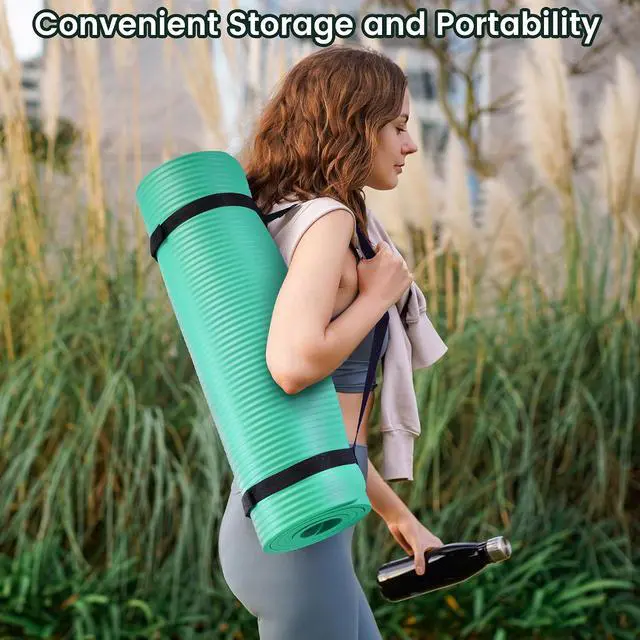 Alt view image 7 of 7 - Fitvids Yoga Mat, 1/2-Inch Extra Thick High Density Exercise Mat, Anti-Tear Exercise Yoga Mat with Carrying Strap, Suitable for Various Yoga Exercises