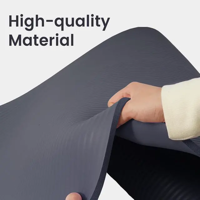 Alt view image 4 of 7 - Fitvids Yoga Mat, 1/2-Inch Extra Thick High Density Exercise Mat, Anti-Tear Exercise Yoga Mat with Carrying Strap, Suitable for Various Yoga Exercises